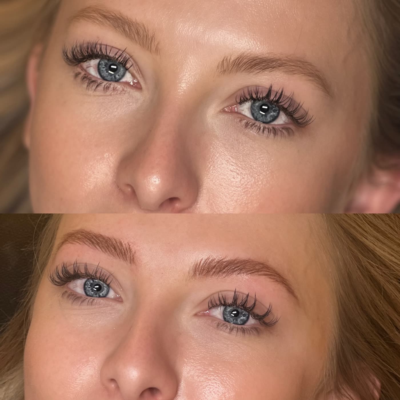 Before and after eyeliner and brow permanent makeup result